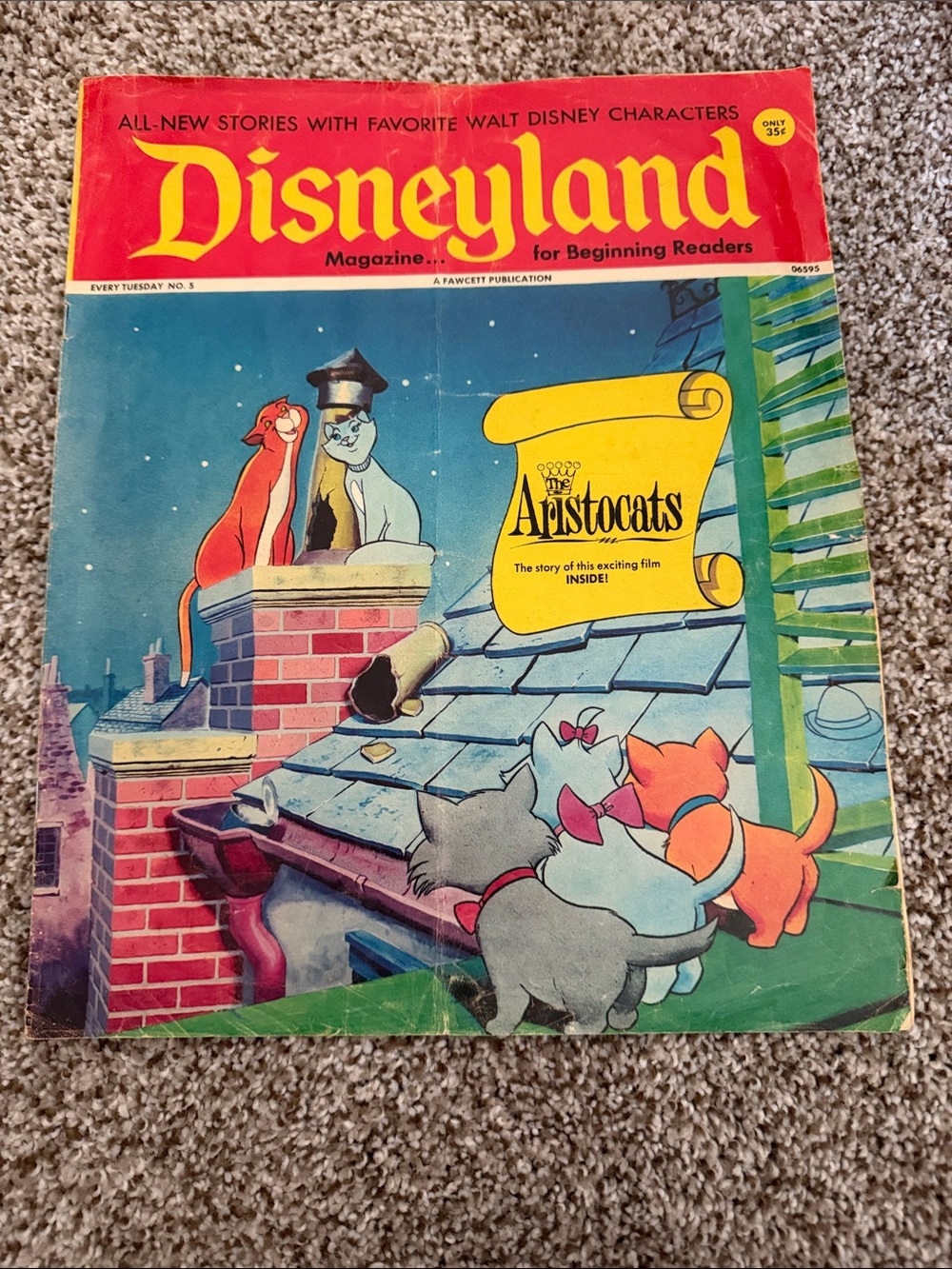 Disneyland Magazine with The Aristocats Cover - Red, Blue, Yellow